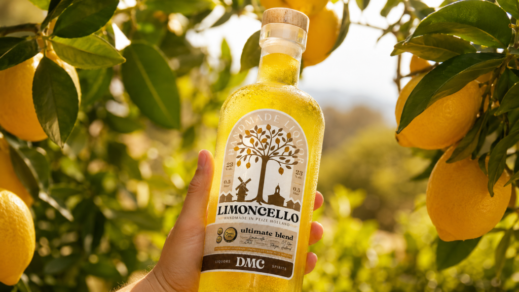 DMC limoncello fles tussen citroenen