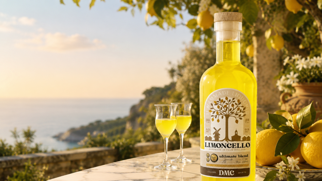 DMC limoncello met citroenen en uitzicht op landschap